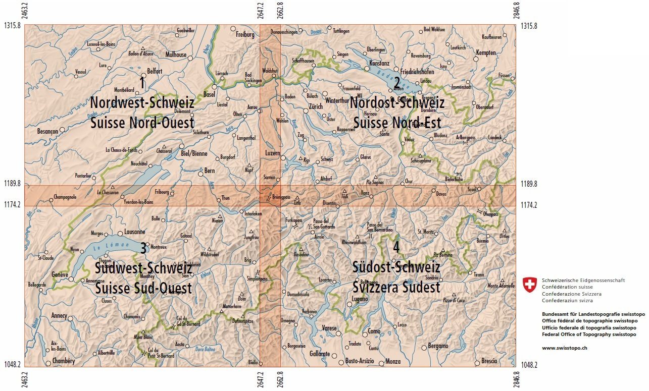 Carte routière n° 1 - Suisse Nord-ouest | Swisstopo - 1/200 000 carte routière Swisstopo