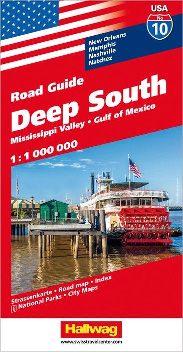 Carte routière n° 10 - Sud des USA (Vallée du Mississippi, Golfe du Mexique) | Hallwag carte pliée Hallwag 