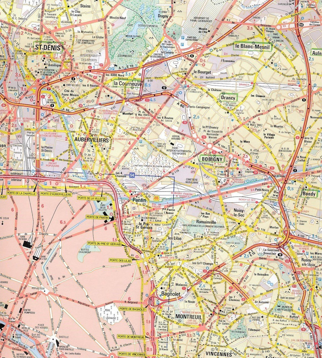 Carte routière n° 101 - Banlieue de Paris - VERSION MURALE ET PLASTIFIEE | Michelin carte pliée Michelin 
