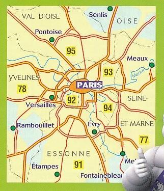Carte routière n° 102 - Paris et ses alentours (indéchirable) | Michelin - Zoom France carte routière Michelin