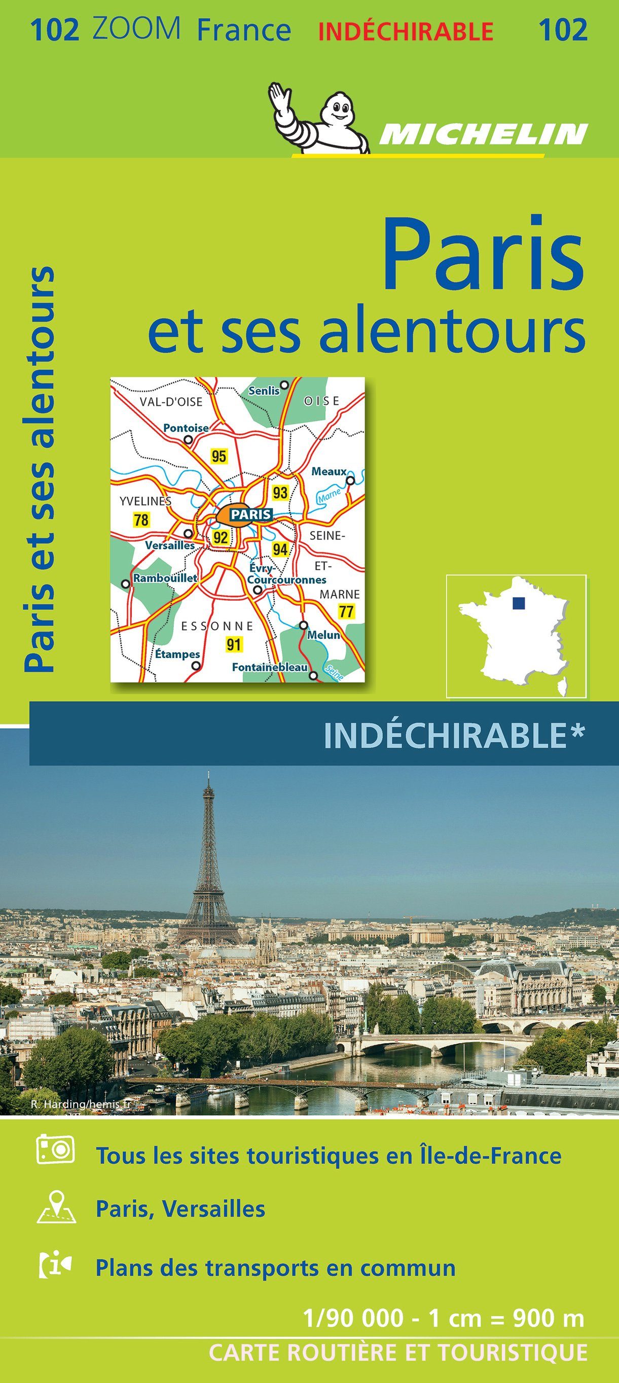 Carte routière n° 102 - Paris et ses alentours (indéchirable) | Michelin - Zoom France carte routière Michelin