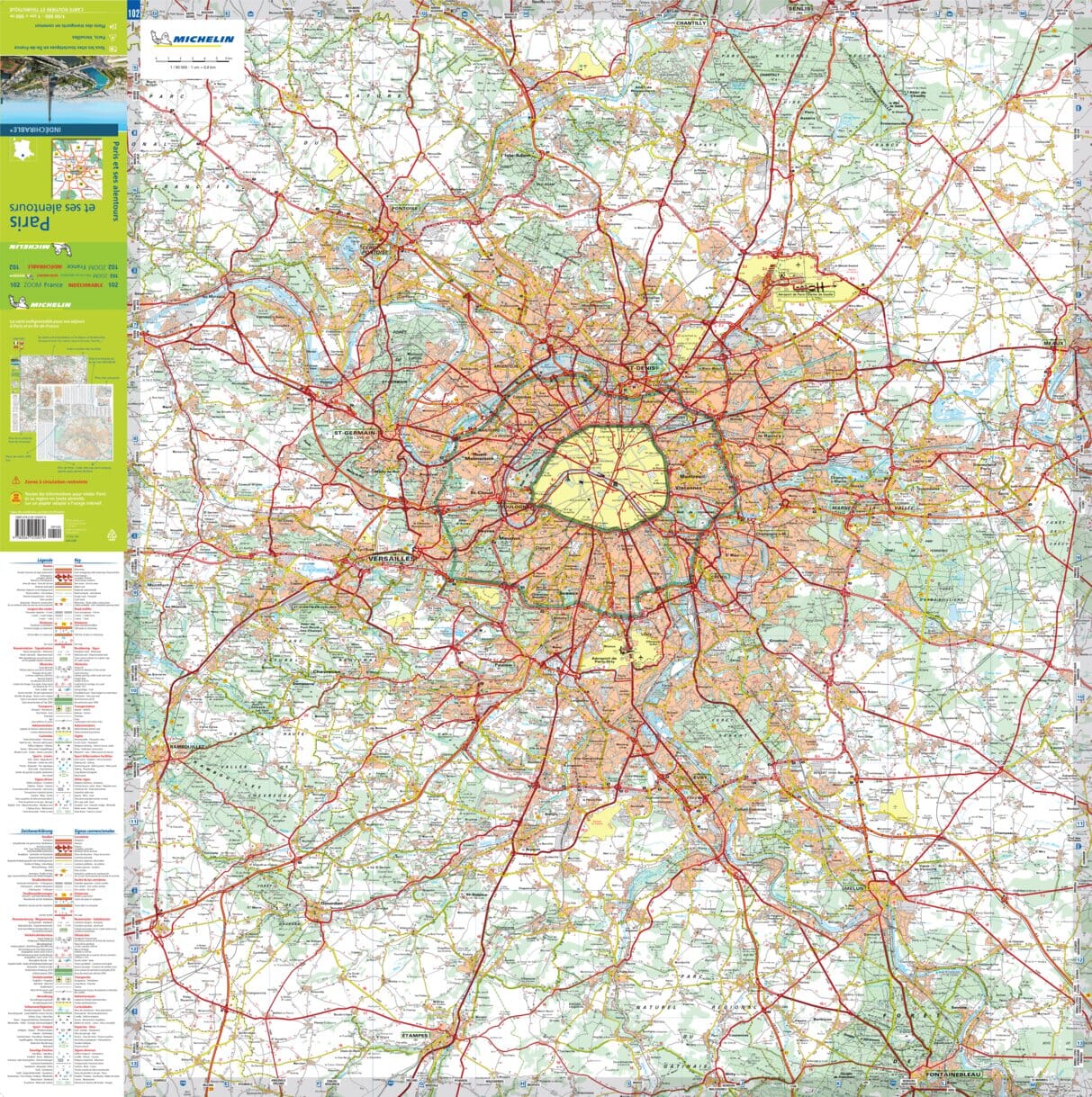 Carte routière n° 102 - Paris et ses alentours (indéchirable) | Michelin - Zoom France carte routière Michelin
