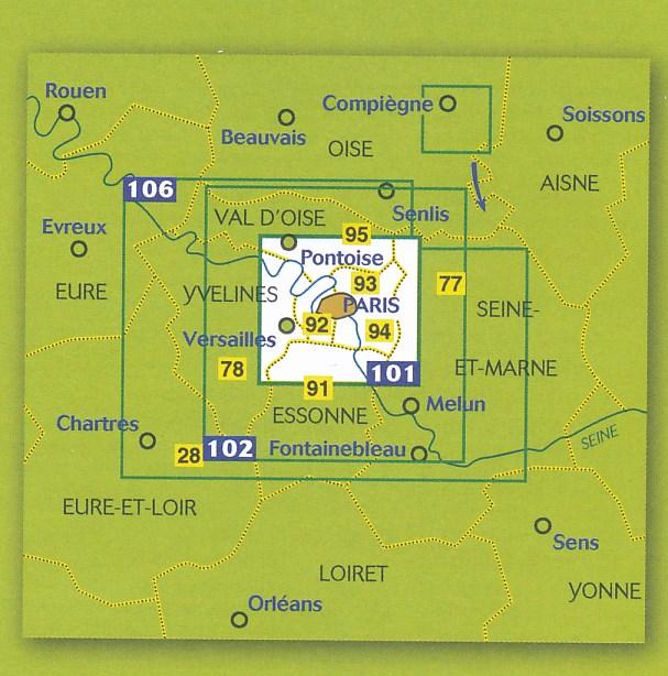 Carte routière n° 106 - Environs de Paris | Michelin carte pliée Michelin 