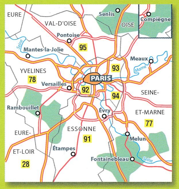 Carte routière n° 106 - Environs de Paris | Michelin - Zoom France carte routière Michelin