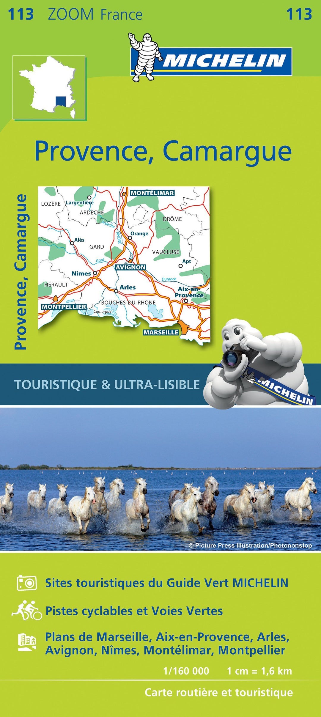 Carte routière n° 113 - Provence & Camargue - VERSION MURALE ET PLASTIFIEE | Michelin carte murale grand tube Michelin 