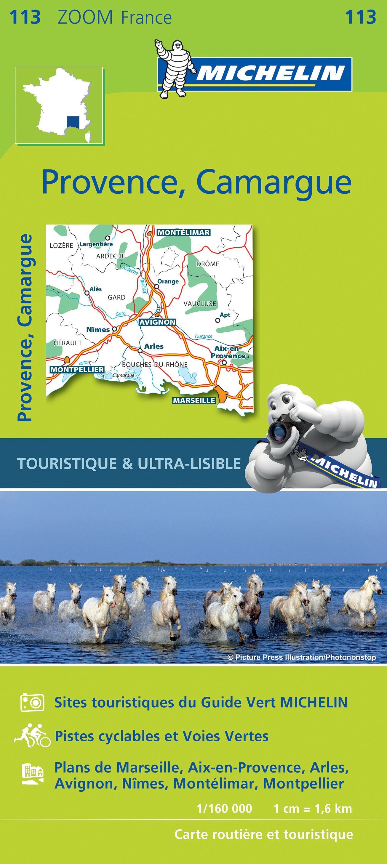 Carte routière n° 113 - Provence & Camargue - VERSION MURALE ET PLASTIFIEE | Michelin carte murale roulée (en tube) Michelin