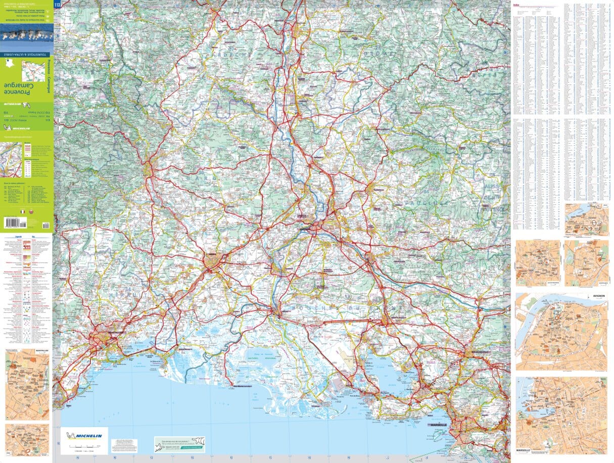 Carte routière n° 113 - Provence & Camargue - VERSION MURALE ET PLASTIFIEE | Michelin carte murale roulée (en tube) Michelin