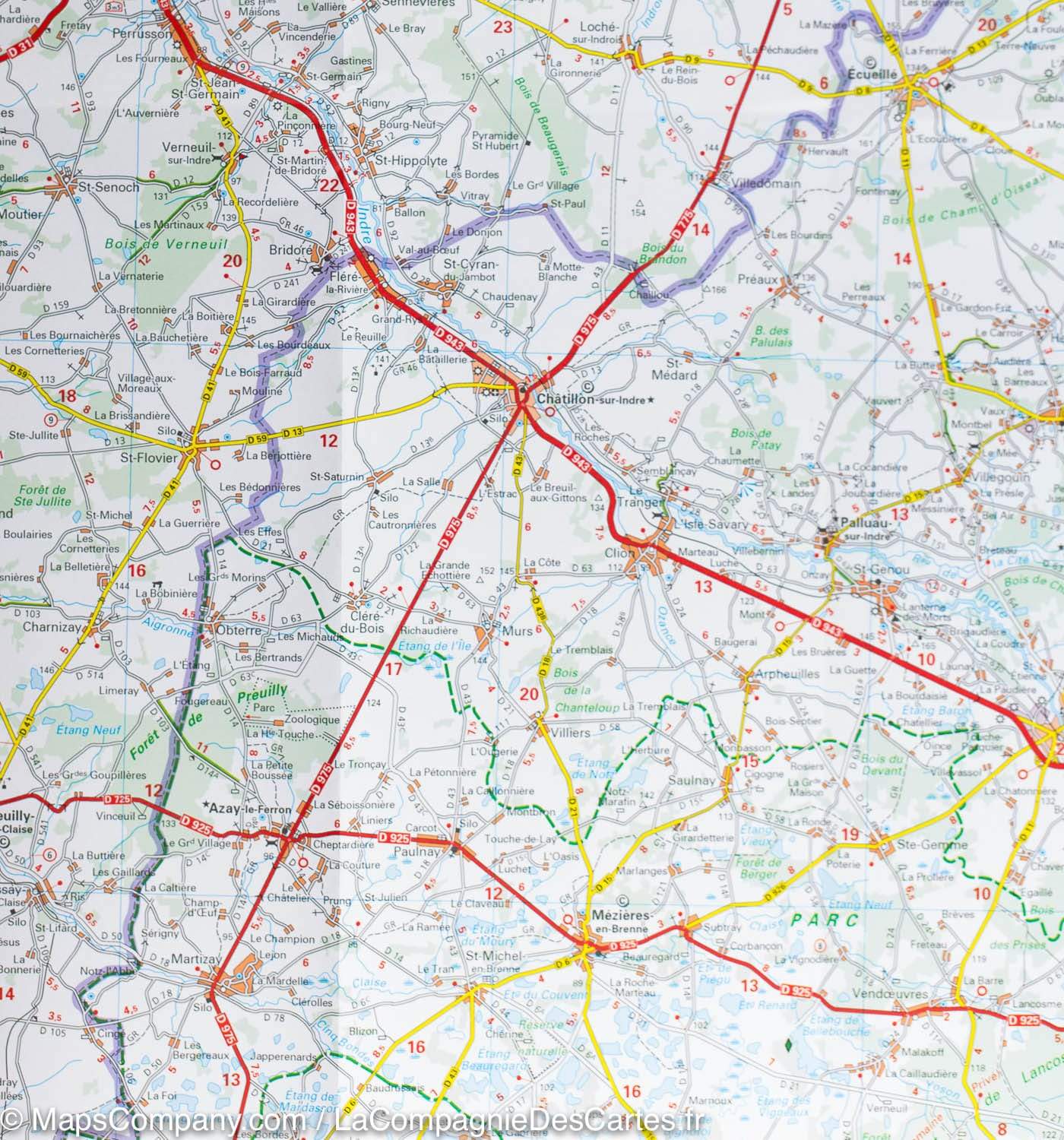 Carte routière n° 116 - Val de Loire et ses châteaux | Michelin - Zoom France carte routière Michelin