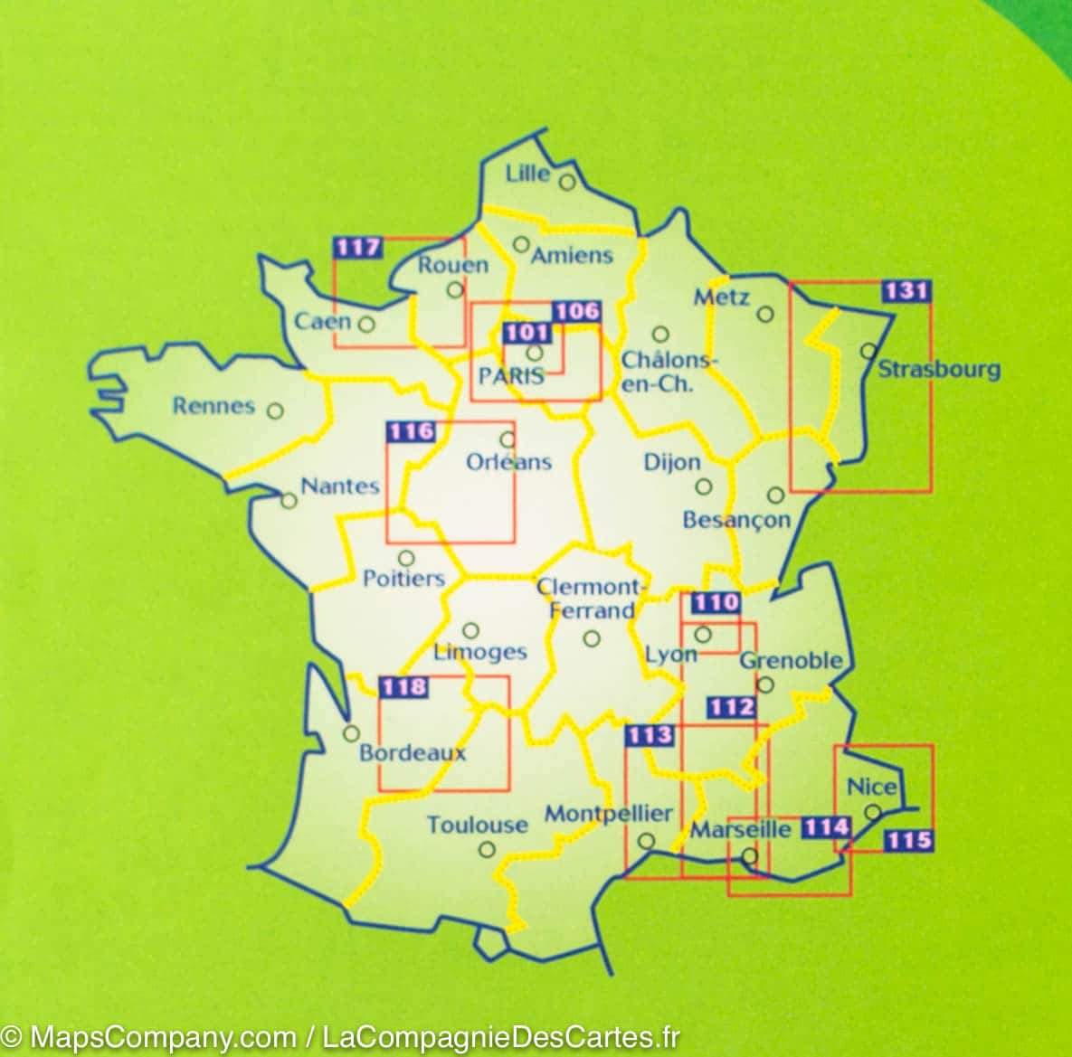 Carte routière n° 117 - Normandie côtière, de Dieppe aux plages du débarquement | Michelin - Zoom France carte routière Michelin