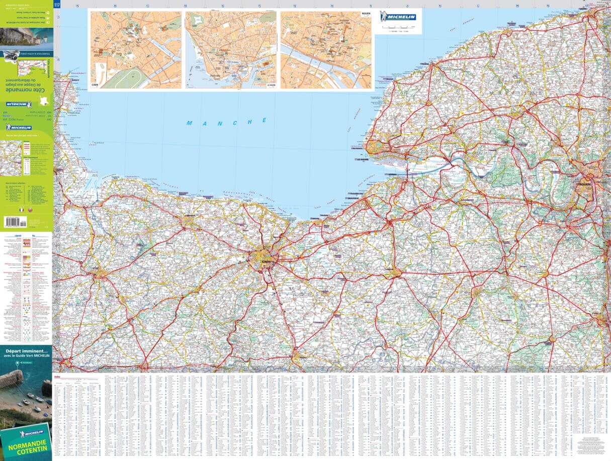 Carte routière n° 117 - Normandie côtière, de Dieppe aux plages du débarquement | Michelin - Zoom France carte routière Michelin