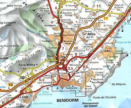 Carte routière n° 123 - Costa Blanca | Michelin - Zoom Espagne carte routière Michelin