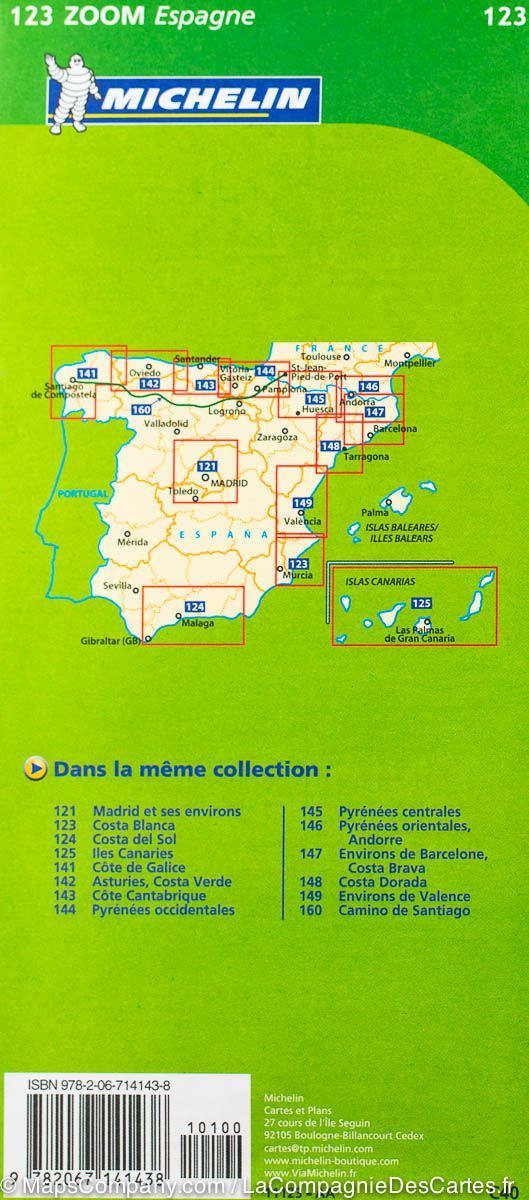 Carte routière n° 123 - Costa Blanca | Michelin - Zoom Espagne carte routière Michelin