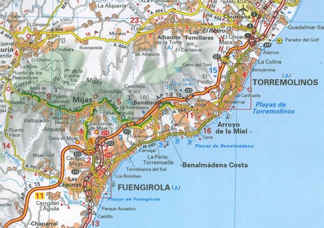 Carte routière n° 124 - Costa del Sol (Andalousie) | Michelin - Zoom Espagne carte routière Michelin