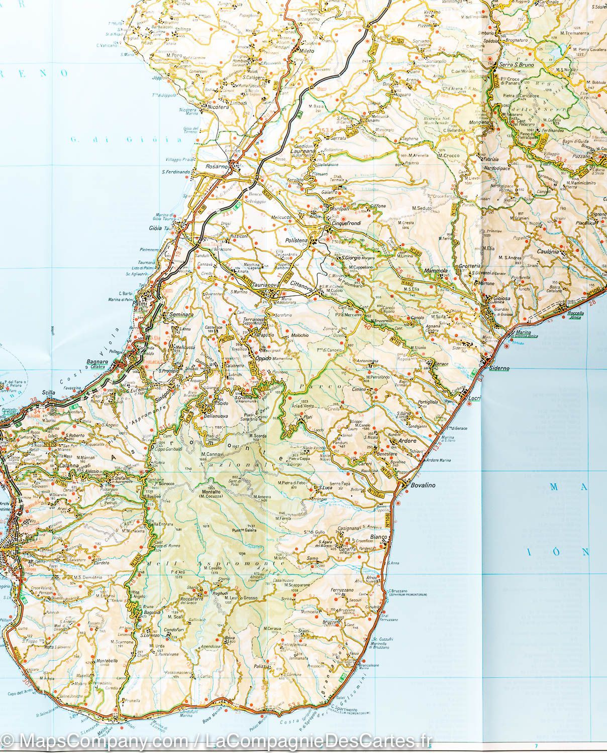 Carte routière n° 13 - Calabre (région de Cosenza & Catanzaro, Italie) | Touring Club Italiano-1/200 000 carte routière Touring Club Italiano