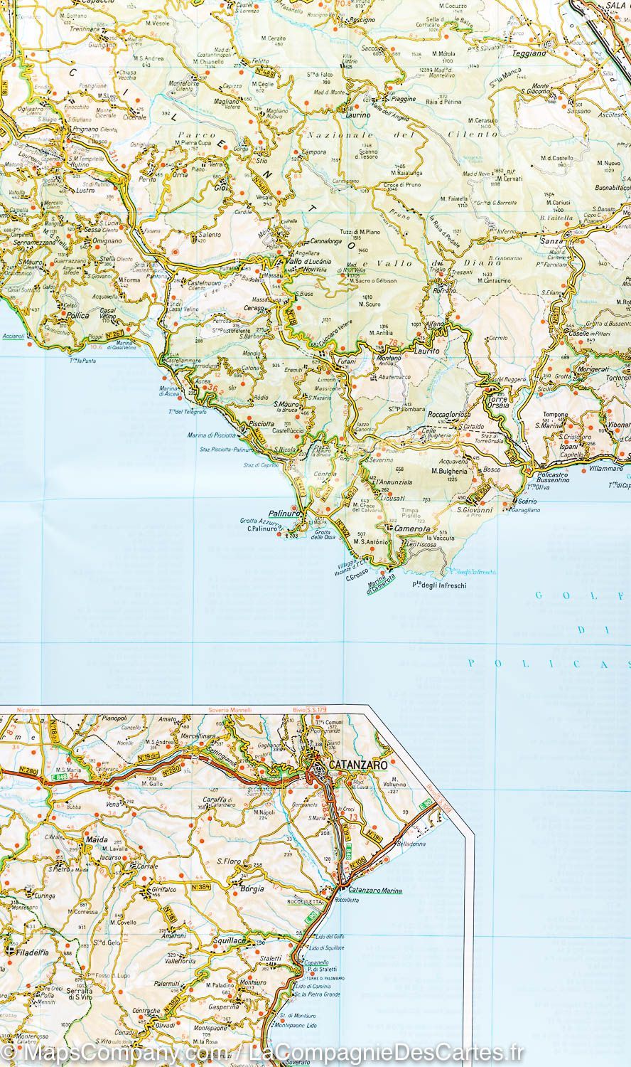 Carte routière n° 13 - Calabre (région de Cosenza & Catanzaro, Italie) | Touring Club Italiano-1/200 000 carte pliée Touring 