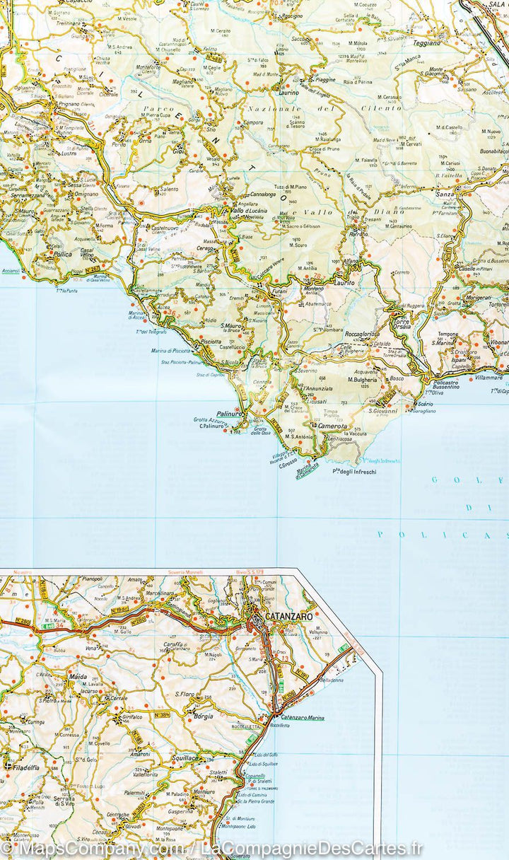 Carte routière n° 13 - Calabre (région de Cosenza & Catanzaro, Italie) | Touring Club Italiano-1/200 000 carte pliée Touring 