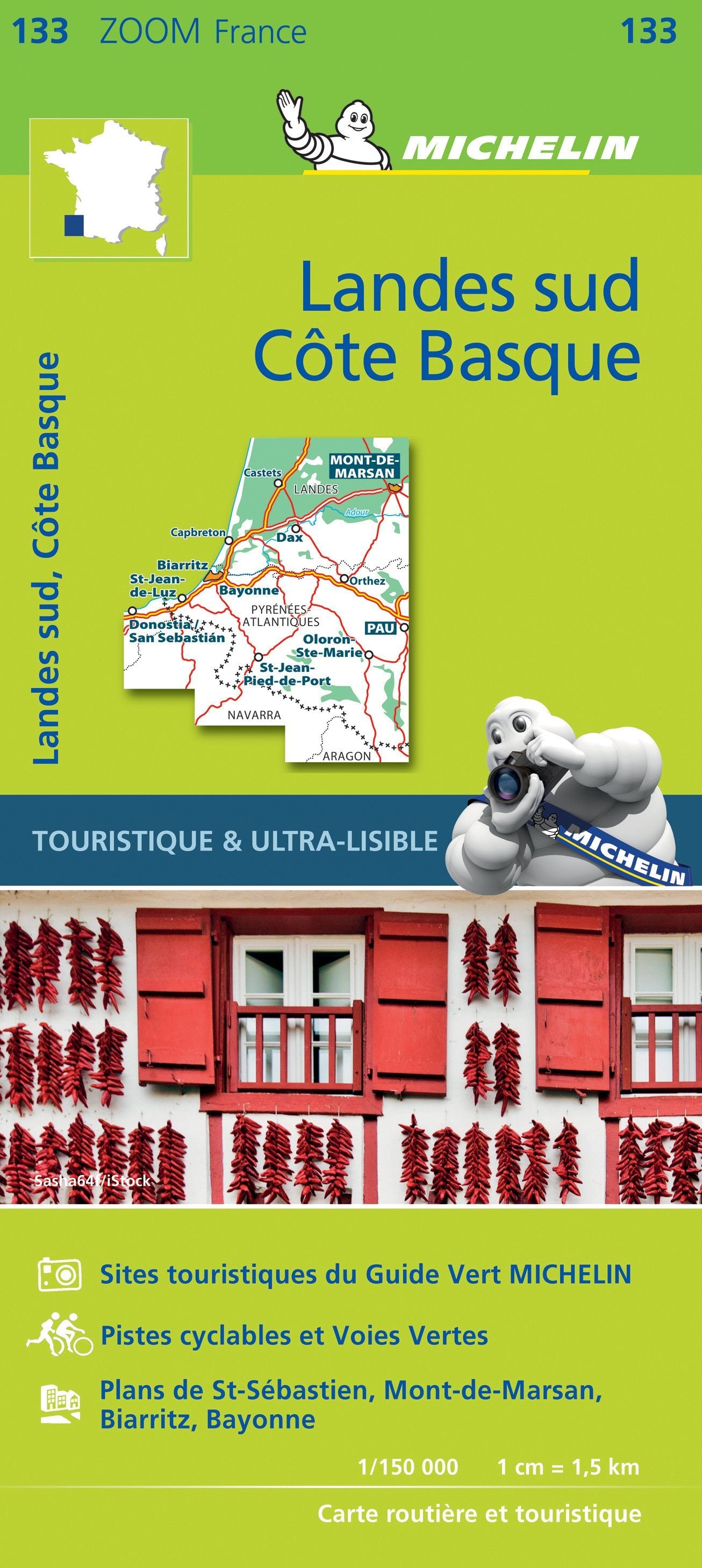 Carte routière n° 133 - Landes Sud & Côte Basque | Michelin - Zoom France carte routière Michelin Default Title