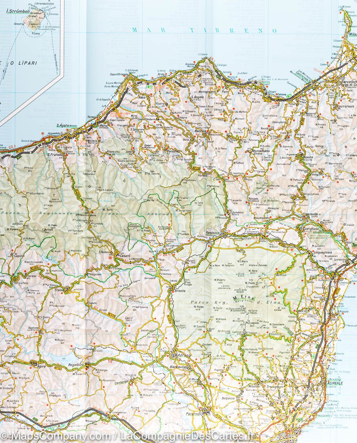 Carte routière n° 14 - Sicile | Touring Club Italiano-1/200 000 carte routière Touring Club Italiano