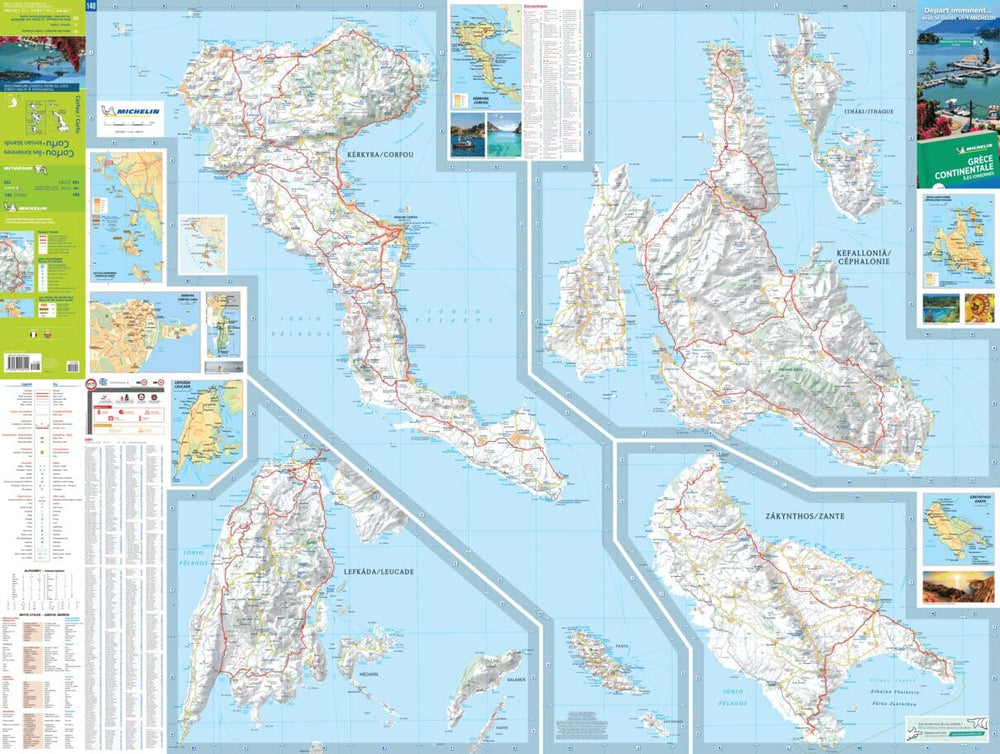 Carte routière n° 140 - Corfou & Iles Ioniennes | Michelin carte pliée Michelin 