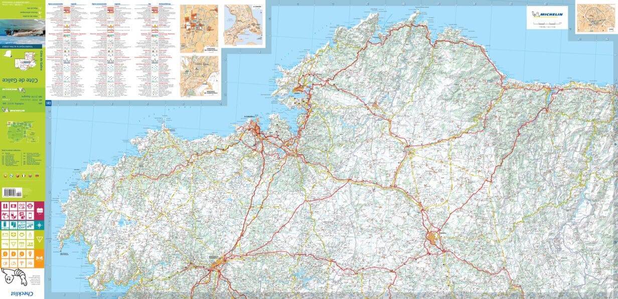 Carte routière n° 141 - Côte de Galice | Michelin - Zoom Espagne carte routière Michelin