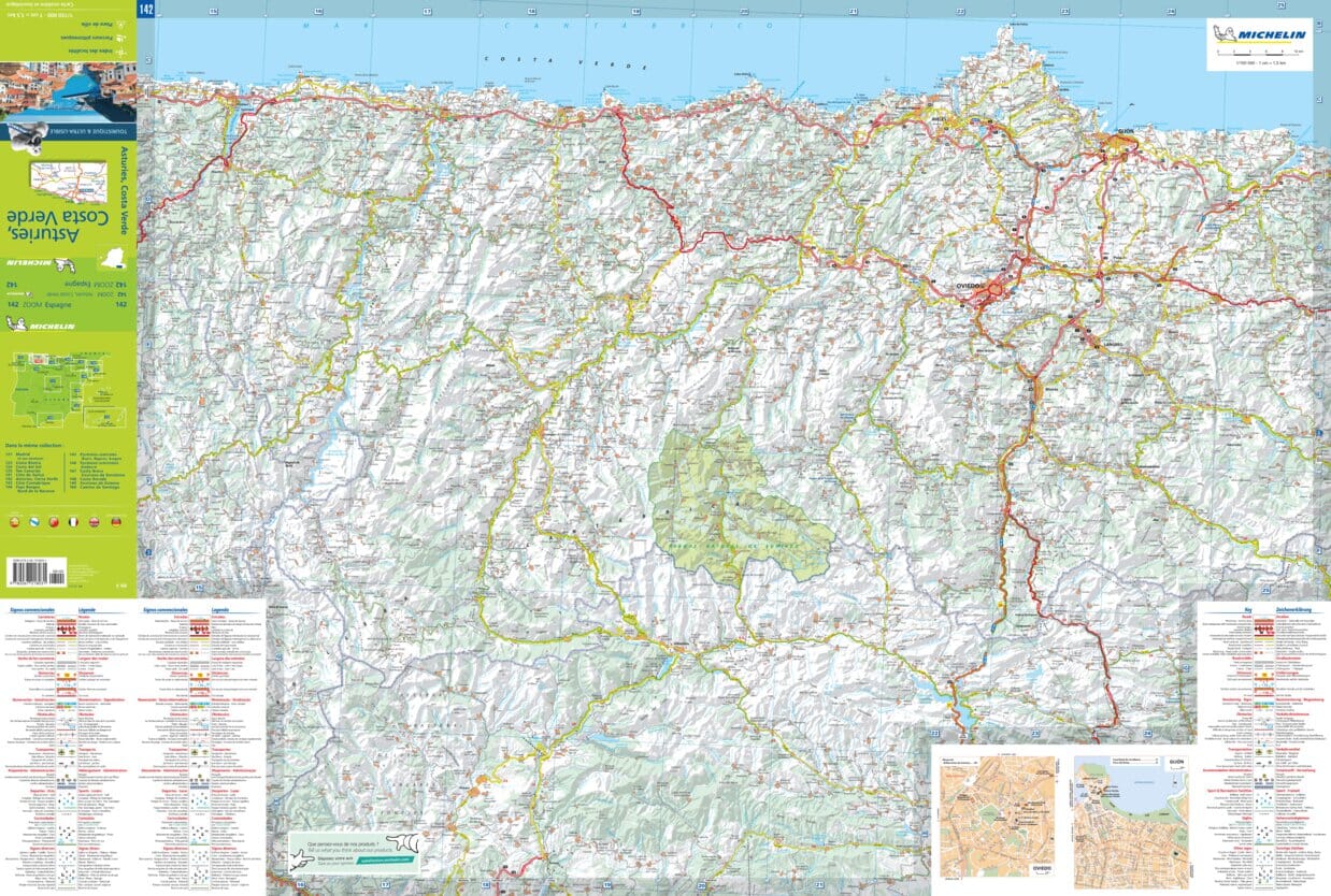 Carte routière n° 142 - Asturies & Costa Verde | Michelin - Zoom Espagne carte routière Michelin