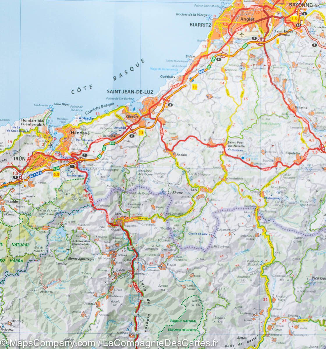 Carte routière n° 144 - Pays Basque, Navarre nord | Michelin - Zoom Espagne carte routière Michelin