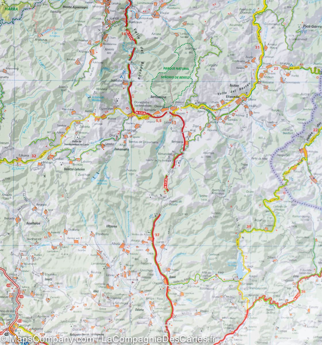 Carte routière n° 144 - Pays Basque, Navarre nord | Michelin - Zoom Espagne carte routière Michelin