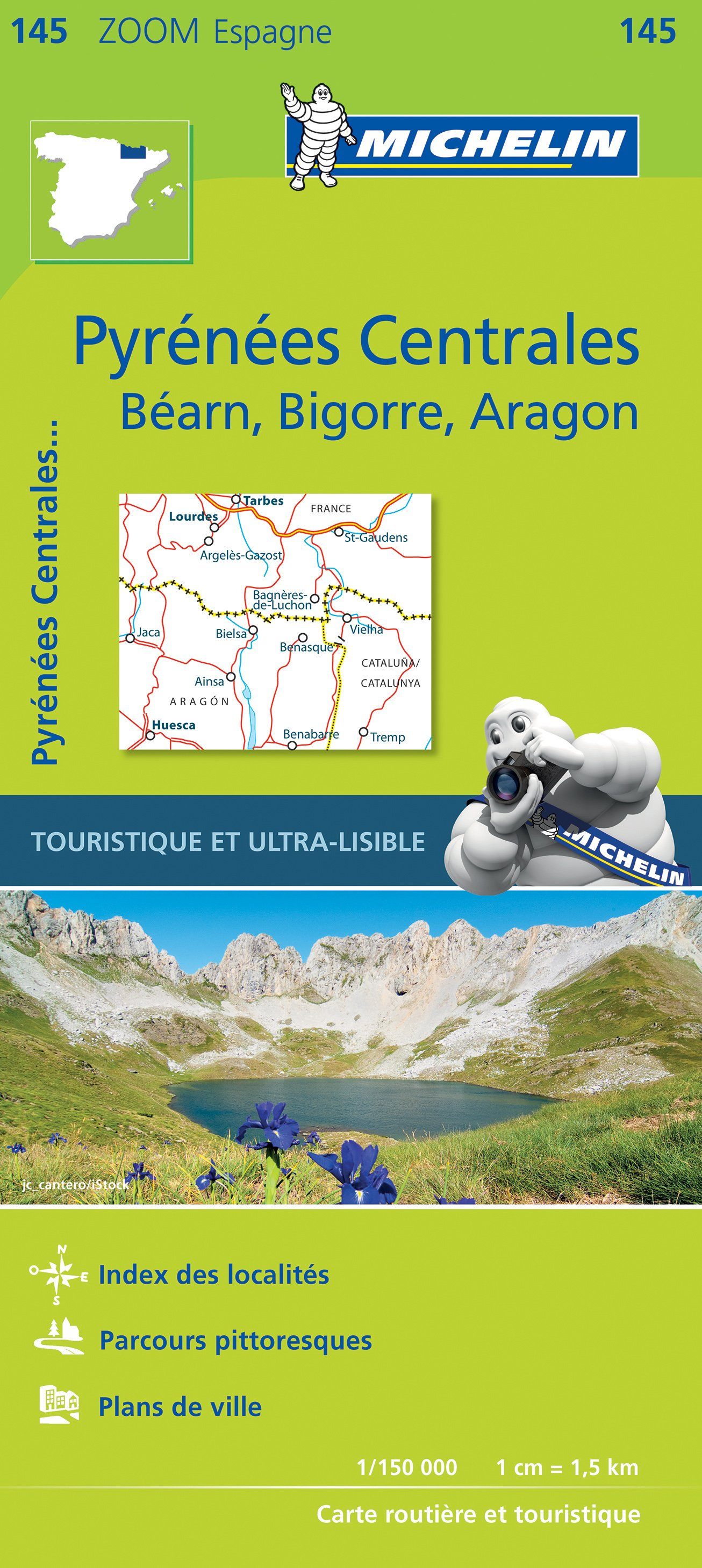 Carte routière n° 145 - Pyrénées Centrales (Béarn, Bigorre, Aragon) | Michelin - Zoom Espagne carte routière Michelin
