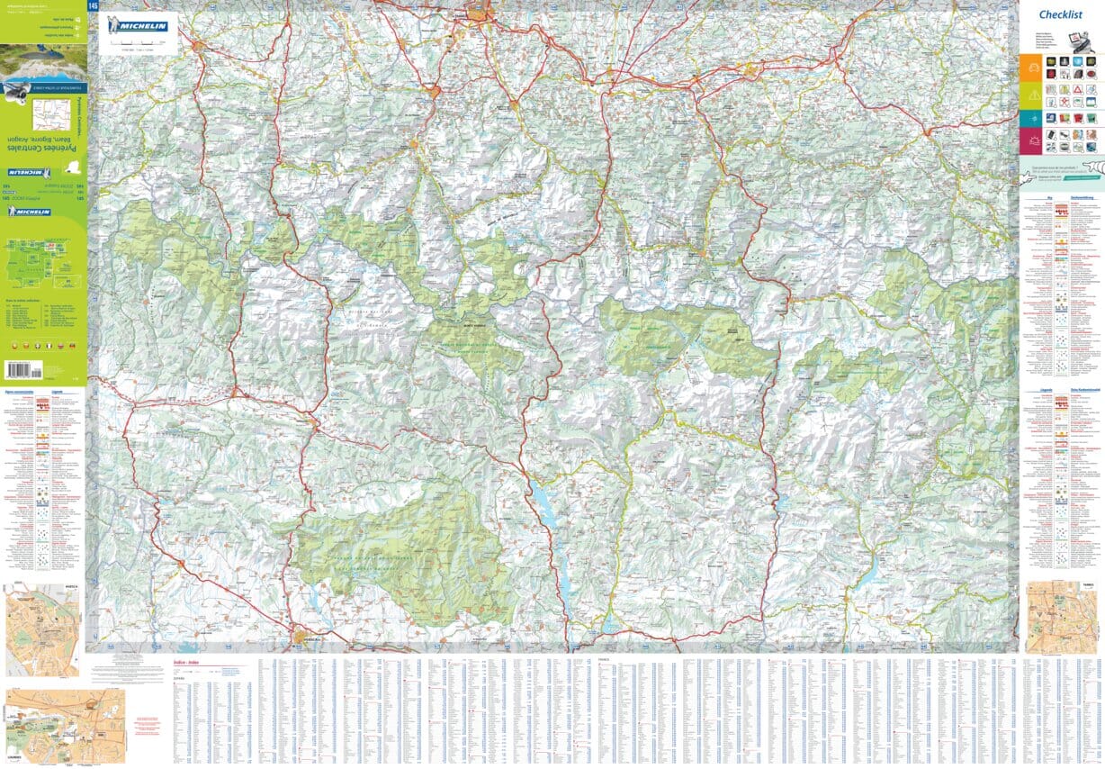 Carte routière n° 145 - Pyrénées Centrales (Béarn, Bigorre, Aragon) | Michelin - Zoom Espagne carte routière Michelin