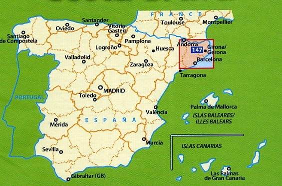 Carte routière n° 147 - Costa Brava & Environs de Barcelone | Michelin carte pliée Michelin 