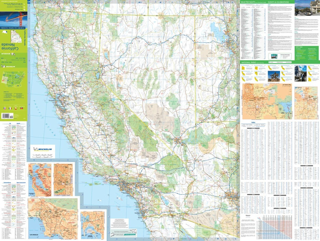 Carte routière n° 174 - Californie & Nevada (USA) | Michelin carte pliée Michelin 