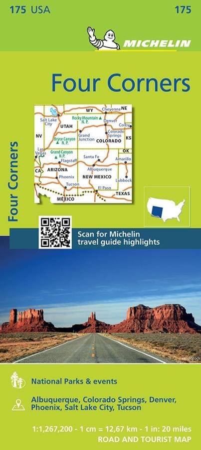 Carte routière n° 175 - Four Corners : Sud des Rocheuses : Arizona, Colorado, Nouveau Mexique, Utah (Etats-Unis) | Michelin carte routière Michelin
