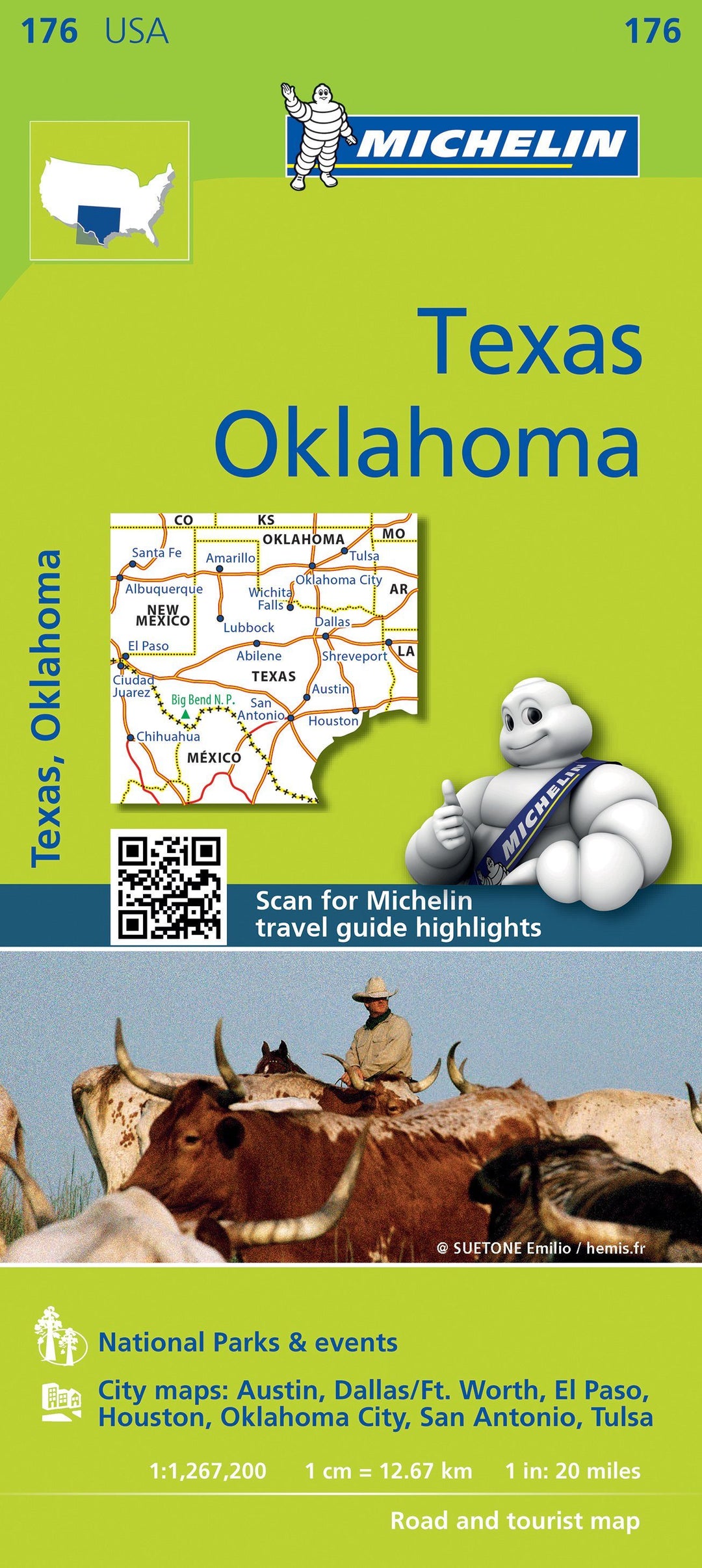 Carte routière n° 176 - Texas et Oklahoma (Etats-Unis) | Michelin carte routière Michelin