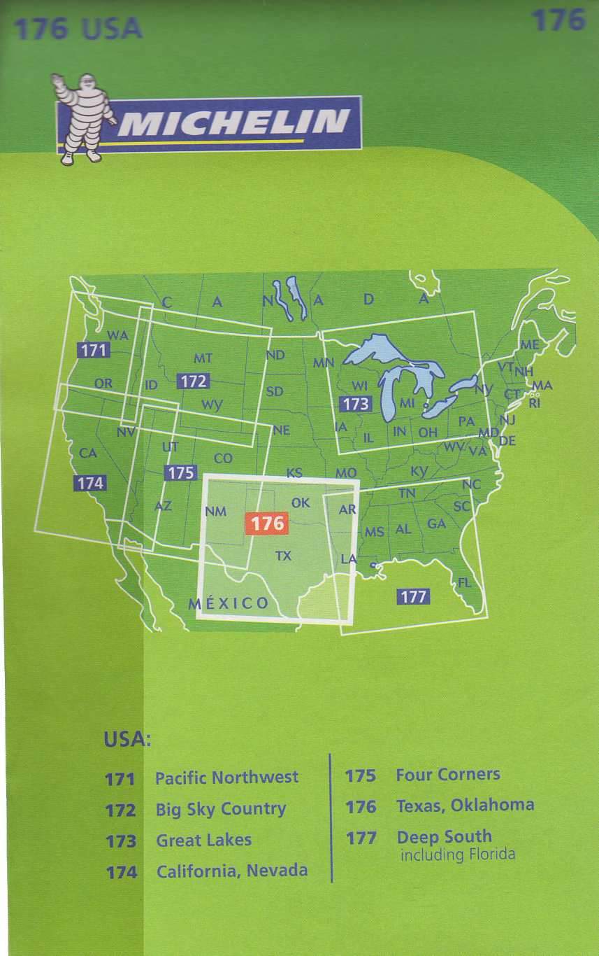 Carte routière n° 176 - Texas et Oklahoma (Etats-Unis) | Michelin carte routière Michelin