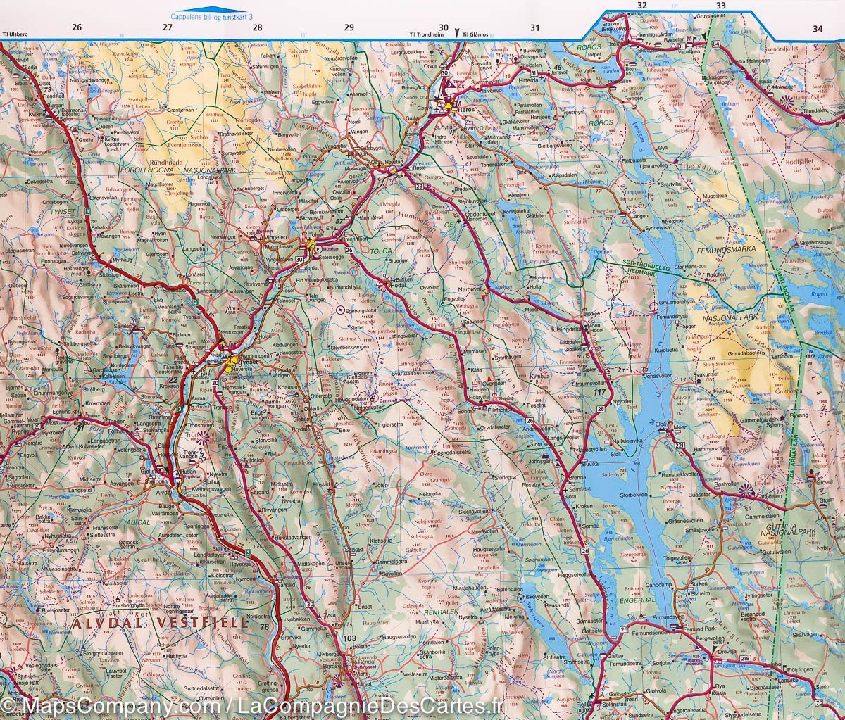 Carte routière n° 2 - Norvège Centrale (de Oslo à Alesund) | Kümmerly & Frey carte routière Kümmerly & Frey