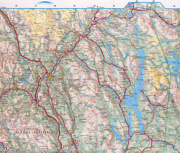 Carte routière #2 – Norvège Centrale (de Oslo à Alesund)  | Kümmerly   Frey - La Compagnie des Cartes