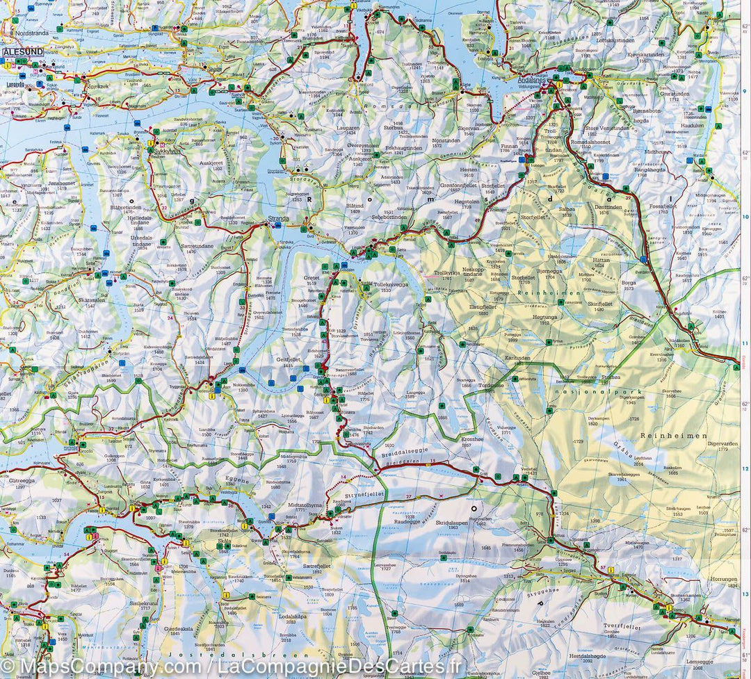 Carte routière n° 2 - Norvège Centrale (Trondheim, Lillehamer, Alesund) | Freytag & Berndt carte pliée Freytag & Berndt 