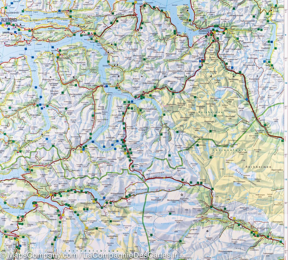 Carte routière n° 2 - Norvège Centrale (Trondheim, Lillehamer, Alesund) | Freytag & Berndt carte routière Freytag & Berndt