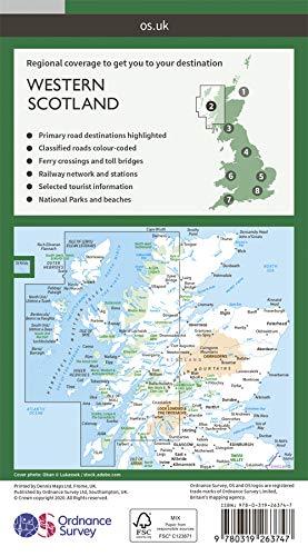 Carte routière n° 2 - Ouest de l'Ecosse & Western Isles | Ordnance Survey - Road carte routière Ordnance Survey