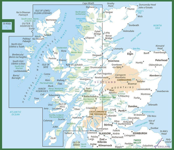 Carte routière n° 2 - Ouest de l'Ecosse & Western Isles | Ordnance Survey - Road carte pliée Ordnance Survey 