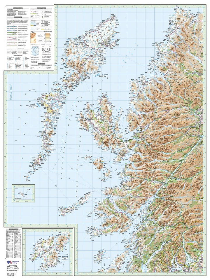 Carte routière n° 2 - Ouest de l'Ecosse & Western Isles | Ordnance Survey - Road carte pliée Ordnance Survey 