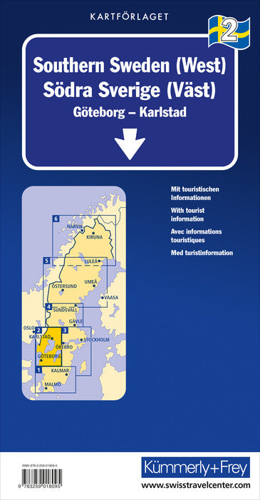 Carte routière n° 2 - Suède du Sud (ouest : Göteborg-Karlstad) | Kümmerly & Frey carte pliée Kümmerly & Frey 