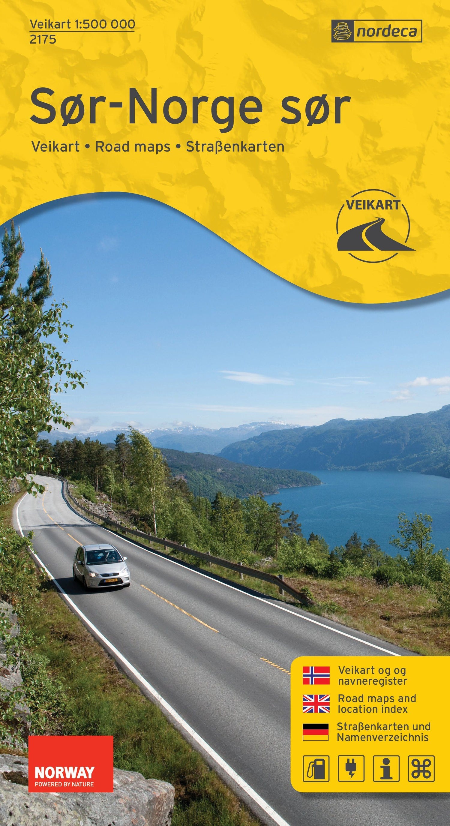 Carte routière n° 2175 - Norvège Sud (partie Sud) | Nordeca - Veikart carte routière Nordeca