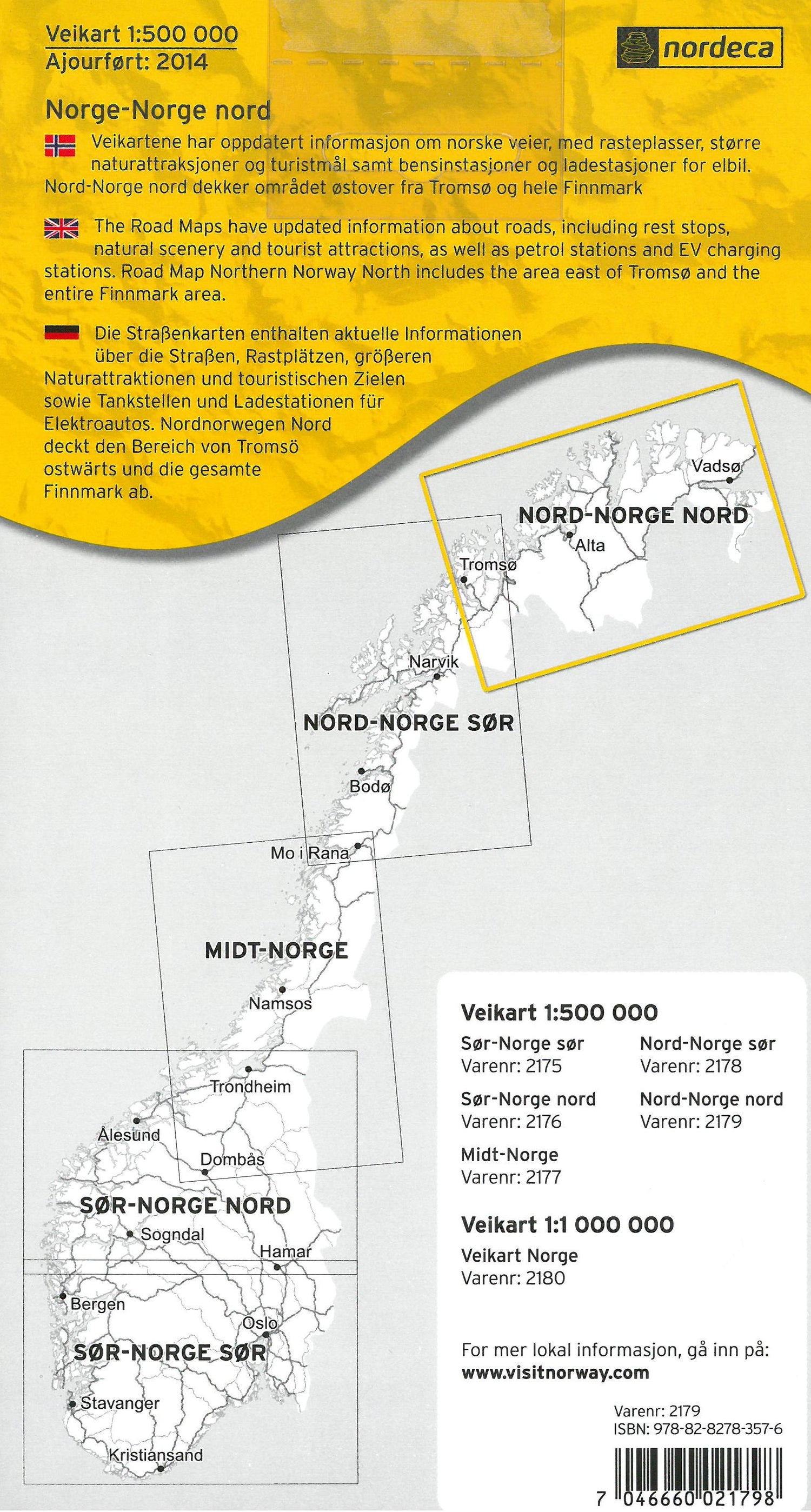 Carte routière n° 2179 - Norvège Nord (partie Nord) | Nordeca - Veikart carte routière Nordeca Default Title
