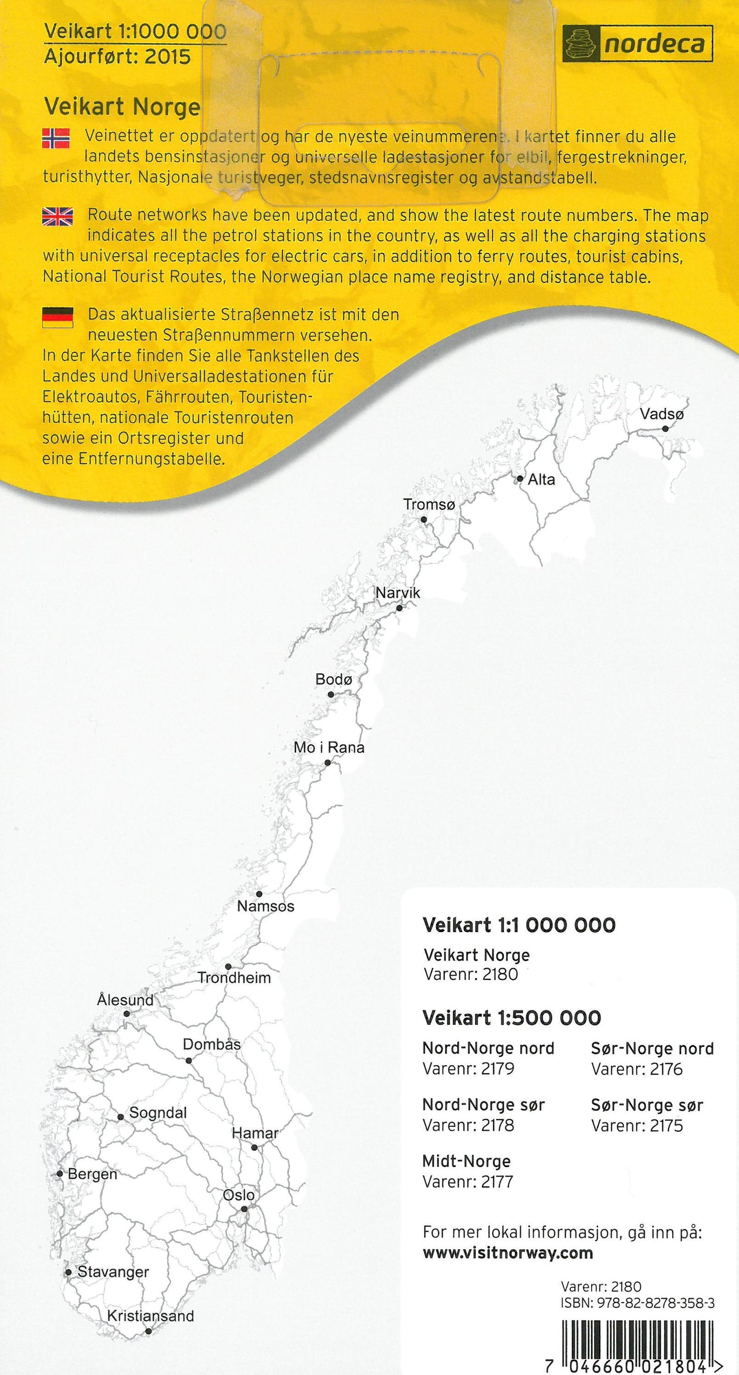 Carte routière n° 2180 - Norvège | Nordeca - Veikart carte routière Nordeca Default Title
