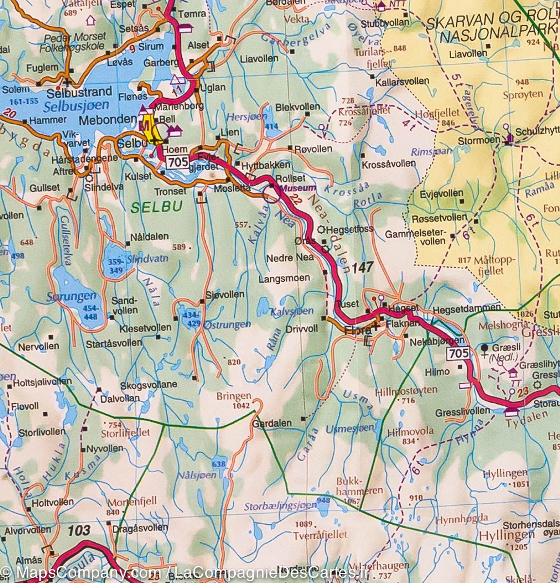 Carte routière n° 3 - Norvège Centrale (de Alesund à Namsos) | Kümmerly & Frey carte routière Kümmerly & Frey