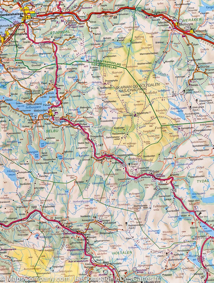 Carte routière #3 – Norvège Centrale (de Alesund à Namsos)  | Kümmerly   Frey - La Compagnie des Cartes
