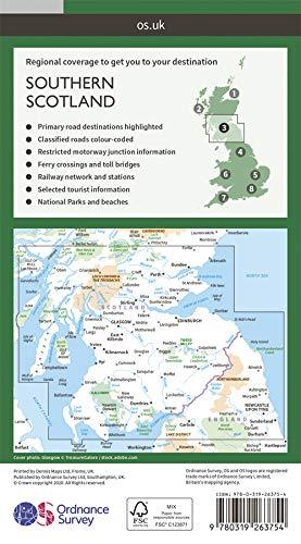Carte routière n° 3 - Sud de l'Ecosse & Northumberland | Ordnance Survey - Road carte pliée Ordnance Survey 