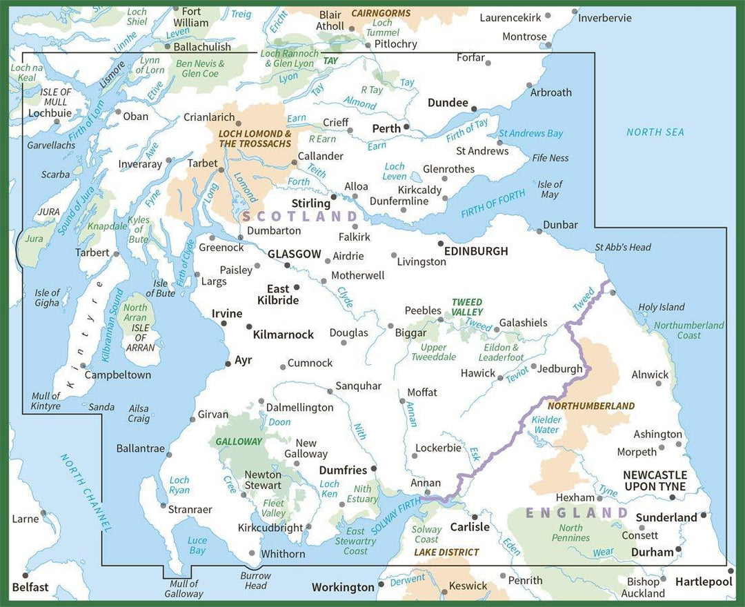 Carte routière n° 3 - Sud de l'Ecosse & Northumberland | Ordnance Survey - Road carte pliée Ordnance Survey 