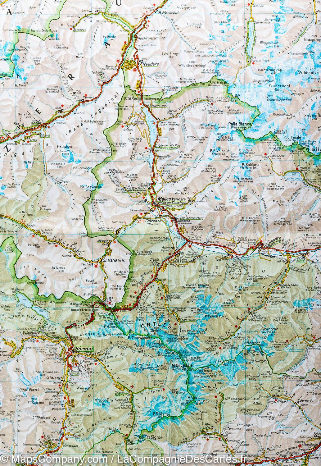 Carte routière n° 3 - Trentin-Haut-Adige (région de Bolzano, Italie) | Touring Club Italiano-1/200 000 carte routière Touring Club Italiano